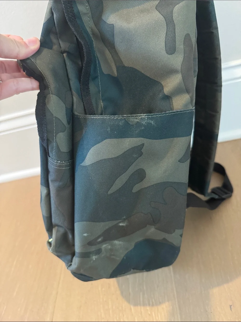 Adidas Camouflage Backpack with Neon Yellow Logo